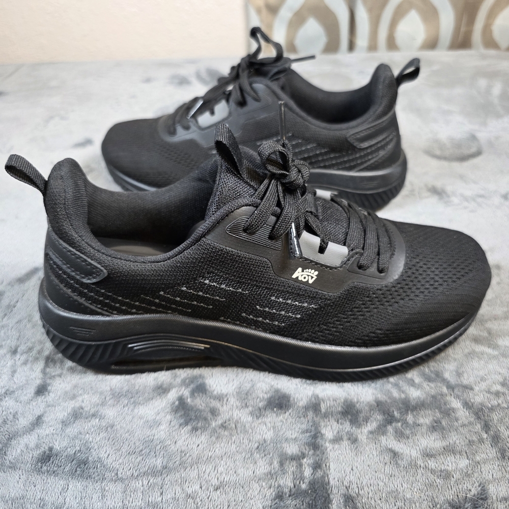 AOV Women's size 9.5 Air Walk Arch Support Black Sneakers - Picture 9 of 11